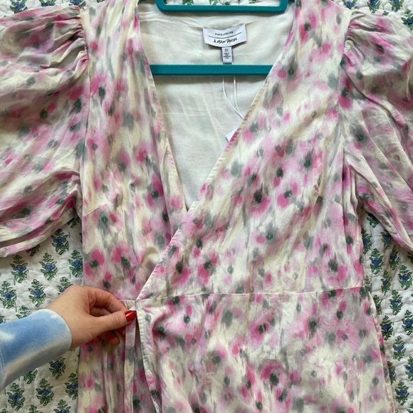 & Other Stories Puff Sleeve Midi Dress - Size 6 (Runs Small) - Picture 3 of 6